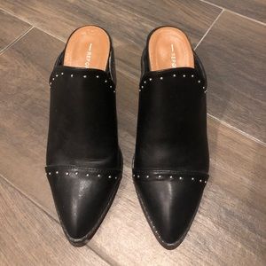 Black Studded Report Mules